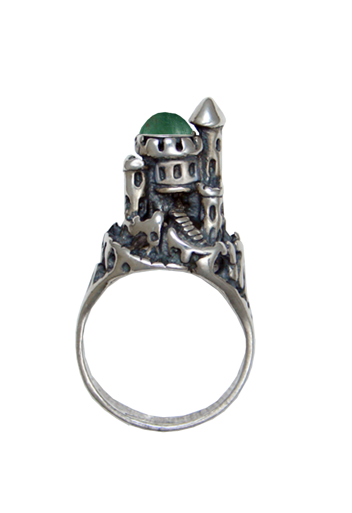 Sterling Silver Castle of Dreams Ring With Jade Size 5